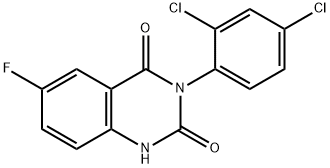3-(2,4-dichlorophenyl)-6-fluoro-quinazoline-2,4(1H,3H)-dione Struktur
