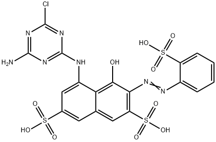 5-[(4-amino-6-chloro-1,3,5-triazin-2-yl)amino]-4-hydroxy-3-[(2-sulphophenyl)azo]naphthalene-2,7-disulphonic acid  Structure