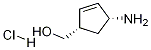 (1S,4R)-(4-Aminocyclopent-2-enyl)methanol hydrochloride 化学構造式
