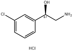 (R)-2-アミノ-1-(3-クロロフェニル)エタノール塩酸塩 化学構造式