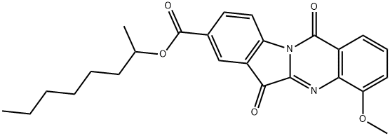 Indolo[2,1-b]quinazoline-8-carboxylic  acid,  6,12-dihydro-4-methoxy-6,12-dioxo-,  1-methylheptyl  ester Structure