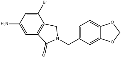 1H-Isoindol-1-one, 6-aMino-2-(1,3-benzodioxol-5-ylMethyl)-4-broMo-2,3-dihydro- Structure
