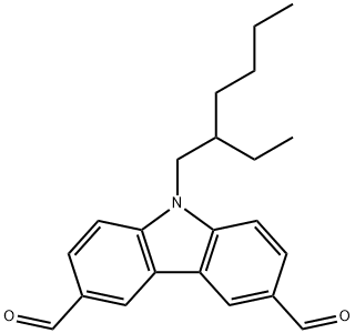 3,6-ジホルミル-9-(2-エチルヘキシル)-9H-カルバゾール 化学構造式