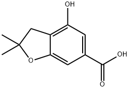 6-BENZOFURANCARBOXYLIC ACID, 2,3-DIHYDRO-4-HYDROXY-2,2-DIMETHYL- 化学構造式
