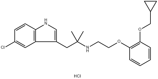 (N-[2-(2-CYCLOPROPYLMETHOXYPHENOXY)ETHYL]-5-CHLORO-ALPHA,ALPHA-DIMETHYL-1H-INDOLE-3-ETHANAMINE) HYDROCHLORIDE, 169505-93-5, 结构式