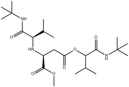 L-Aspartic acid, N-[1-[[(1,1-dimethylethyl)amino]carbonyl]-2-methylpropyl]-, 4-[1-[[(1,1-dimethylethyl)amino]carbonyl]-2-methylpropyl] 1-methyl ester, [R-(R*,R*)]- (9CI) Structure
