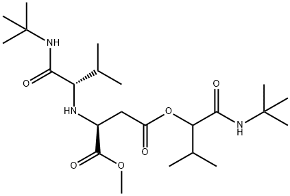 L-Aspartic acid, N-[1-[[(1,1-dimethylethyl)amino]carbonyl]-2-methylpropyl]-, 4-[1-[[(1,1-dimethylethyl)amino]carbonyl]-2-methylpropyl] 1-methyl ester, [R-(R*,S*)]- (9CI) Structure