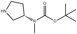 3-(N-メチル-N-tert-ブトキシカルボニルアミノ)ピロリジン 化学構造式