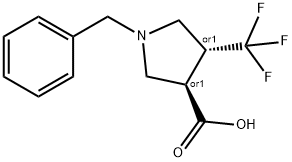 1-苄基-4-三氟甲基-吡咯烷-3-羧酸 结构式