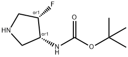 Carbamic acid, [(3R,4S)-4-fluoro-3-pyrrolidinyl]-, 1,1-dimethylethyl ester, rel- Struktur