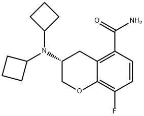 (3R)-3-(DICYCLOBUTYLAMINO)-8-FLUORO-3,4-DIHYDRO-2H-1-BENZOPYRAN-5-CARBOXAMIDEHYDROCHLORIDE, 169758-66-1, 结构式
