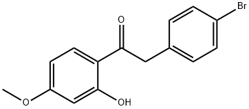 2-(4-ブロモフェニル)-2'-ヒドロキシ-4'-メトキシアセトフェノン 臭化物 化学構造式