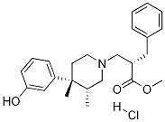 (S)-2-(((3R,4R)-4-(3-羟基苯基)-3,4-二甲基哌啶-1-基)甲基)苯丙酸甲酯盐酸盐 结构式
