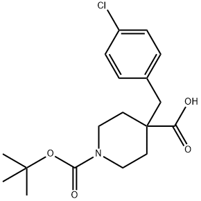 1-(TERT-ブトキシカルボニル)-4-(4-クロロベンジル)ピペリジン-4-カルボン酸 化学構造式