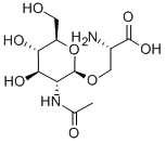 2-乙酰氨基-2-脱氧-D-吡喃葡萄糖基丝氨酸 结构式