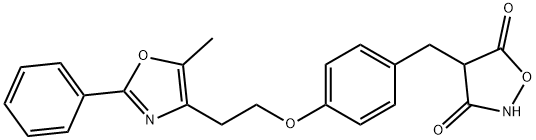 4-[[4-[2-(5-methyl-2-phenyl-1,3-oxazol-4-yl)ethoxy]phenyl]methyl]isoxazolidine-3,5-dione Structure