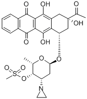 (7S,9S)-9-acetyl-7-[(2S,4S,5S,6S)-4-aziridin-1-yl-6-methyl-5-methylsulfonyloxy-oxan-2-yl]oxy-6,9,11-trihydroxy-8,10-dihydro-7H-tetracene-5,12-dione Structure