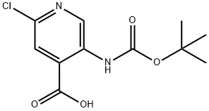 2-クロロ-5-(tert-ブトキシカルボニルアミノ)ピリジン-4-カルボン酸 化学構造式