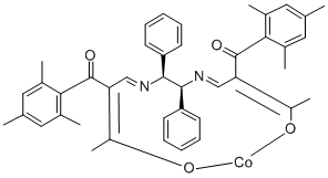 (1S,2S)-N,N'-BIS[3-OXO-2-(2,4,6-TRIMETHYLBENZOYL)BUTYLIDENE]-1,2-DIPHENYLETHYLENEDIAMINATO COBALT(II) Struktur