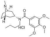 Benzamide, N-butyl-4-(8-methyl-8-azabicyclo(3.2.1)oct-3-yl)-3,4,5-trim ethoxy-, monohydrochloride, endo- Struktur