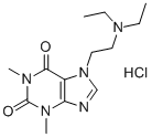 7-[2-(二乙氨基)乙基] -1,3- 二甲基嘌呤-2,6-二酮盐酸盐, 17140-68-0, 结构式