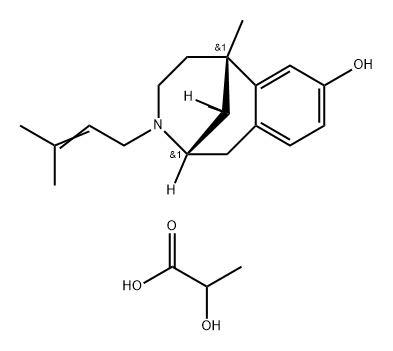 lactic acid, compound with (2alpha,6alpha,11R*)-1,2,3,4,5,6-hexahydro-6,11-dimethyl-3-(3-methylbut-2-enyl)-2,6-methano-3-benzocin-8-ol (1:1) Struktur