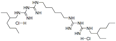 N,N''-bis(2-ethylhexyl)-3,12-diimino-2,4,11,13-tetraazatetradecanediamidine dihydrochloride Struktur