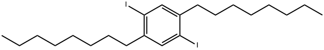 1,4-ジヨード-2,5-ジオクチルベンゼン 化学構造式