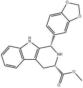 (1S,3S)-1-(1,3-ベンゾジオキソール-5-イル)-2,3,4,9-テトラヒドロ-1H-ピリド[3,4-B]インドール-3-カルボン酸メチルエステル 化学構造式