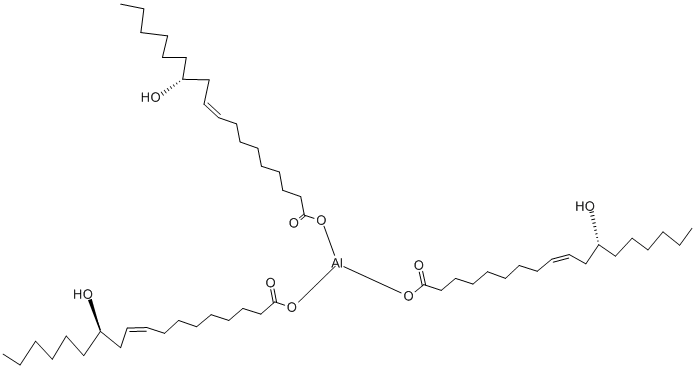 トリス[(9Z,12R)-12-ヒドロキシ-9-オクタデセン酸]アルミニウム 化学構造式