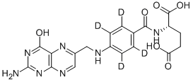 N-[4-[[(2-氨基-1,4-二氢-4-氧代-6-蝶啶)甲基]氨基]苯甲酰基-2,3,5,6-D4]-L-谷氨酸, 171777-72-3, 结构式