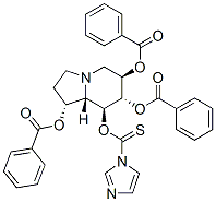 1H-Imidazole-1-carbothioic acid, O-1,6,7-tris(benzoyloxy)octahydro-8-indolizinyl ester, 1S-(1.alpha.,6.beta.,7.alpha.,8.beta.,8a.beta.)- Structure