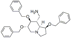8-Indolizinemethanamine, octahydro-1,6,7-tris(phenylmethoxy)-, 1S-(1.alpha.,6.beta.,7.alpha.,8.beta.,8a.beta.)- Struktur