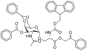 (S)-O-[2-(Acetylamino)-3-O-benzoyl-2-deoxy-4,6-O-benzylidene-α-D-galactopyranosyl]-N-9-Fmoc-L-serine Phenacyl Ester Structure