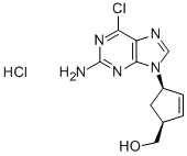 (1S–4R)-4-(2-amino-6-chloro-9H-purin-9-yl)-2-cyclopentene-1-methanol hydrochloride Struktur