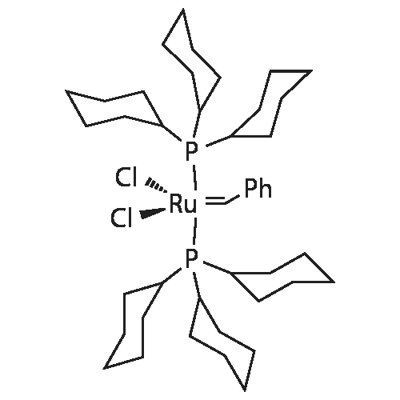 Benzylidene-bis(tricyclohexylphosphine)dichlororuthenium 化学構造式