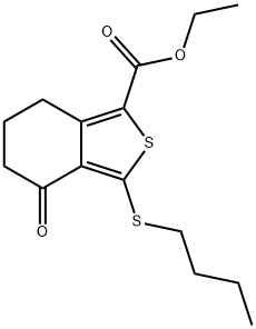 3-(丁硫基)-4-氧代-4,5,6,7-四氢苯并[C]噻吩-1-甲酸乙酯, 172516-33-5, 结构式