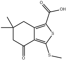 6,6-Dimethyl-3-(methylthio)-4,5,6,7-tetrahydrobenzo[c]thiophen-4-oxo-1-carboxylic acid, tech. Struktur