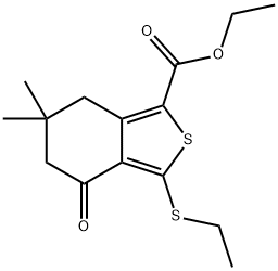 ETHYL 3-(ETHYLTHIO)-6,6-DIMETHYL-4-OXO-4,5,6,7-TETRAHYDROBENZO[C]THIOPHENE-1-CARBOXYLATE Struktur
