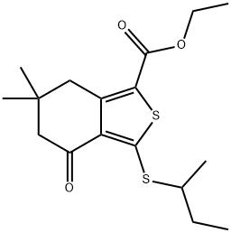 ETHYL 3-(SEC-BUTYLTHIO)-6,6-DIMETHYL-4-OXO-4,5,6,7-TETRAHYDROBENZO[C]THIOPHENE-1-CARBOXYLATE Structure