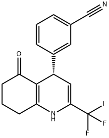 3-[(4S)-5-OXO-2-(TRIFLUOROMETHYL)-1,4,5,6,7,8-HEXAHYDROQUINOLIN-4-YL]BENZONITRILE Structure