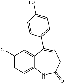 2H-1,4-Benzodiazepin-2-one, 7-chloro-1,3-dihydro-5-(4-hydroxyphenyl)- Struktur
