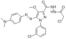 1H-Pyrazole-3-carboxylic acid, 1-(3-chlorophenyl)-5-((4-(dimethylamino )phenyl)azo)-4-methoxy-,2-(chloroacetyl)hydrazide Structure