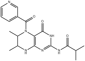 N-[1,4,5,6,7,8-Hexahydro-6,7-dimethyl-4-oxo-5-(3-pyridinylcarbonyl)-2-pteridinyl]-2-methyl-propanamide Struktur