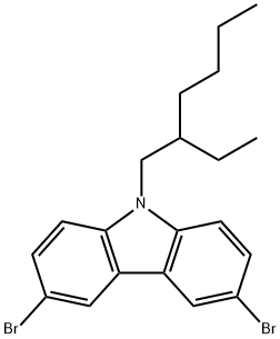 3,6-ジブロモ-9-(2-エチルヘキシル)カルバゾール 化学構造式