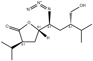 2(3H)-Furanone, 5-[(1S,3S)-1-azido-3-(hydroxymethyl)-4-methylpentyl]dihydro-3-(1-methylethyl)-, (3S,5S)- Struktur