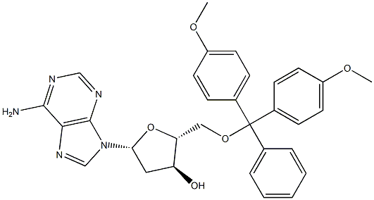 5'-O-(4,4'-ジメトキシトリチル)-2'-デオキシアデノシン 化学構造式