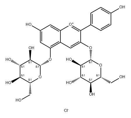 花葵素3,5-二葡萄糖苷氯化物,17334-58-6,结构式