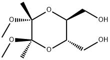 (2R,3R,5S,6S)-5,6-ビス(ヒドロキシメチル)-2,3-ジメトキシ-2,3-ジメチル-1,4-ジオキサン 化学構造式