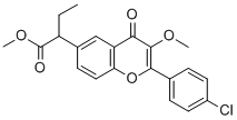 4H-1-Benzopyran-6-acetic acid, 2-(4-chlorophenyl)-alpha-ethyl-3-methox y-4-oxo-, methyl ester Struktur